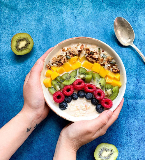 Apple Protein Cold Oats Rainbow Bowl