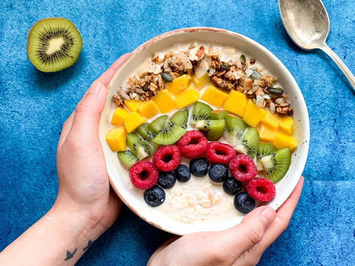Apple Protein Cold Oats Rainbow Bowl